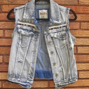 Mudd XS Lightwash Denim Boho Vest